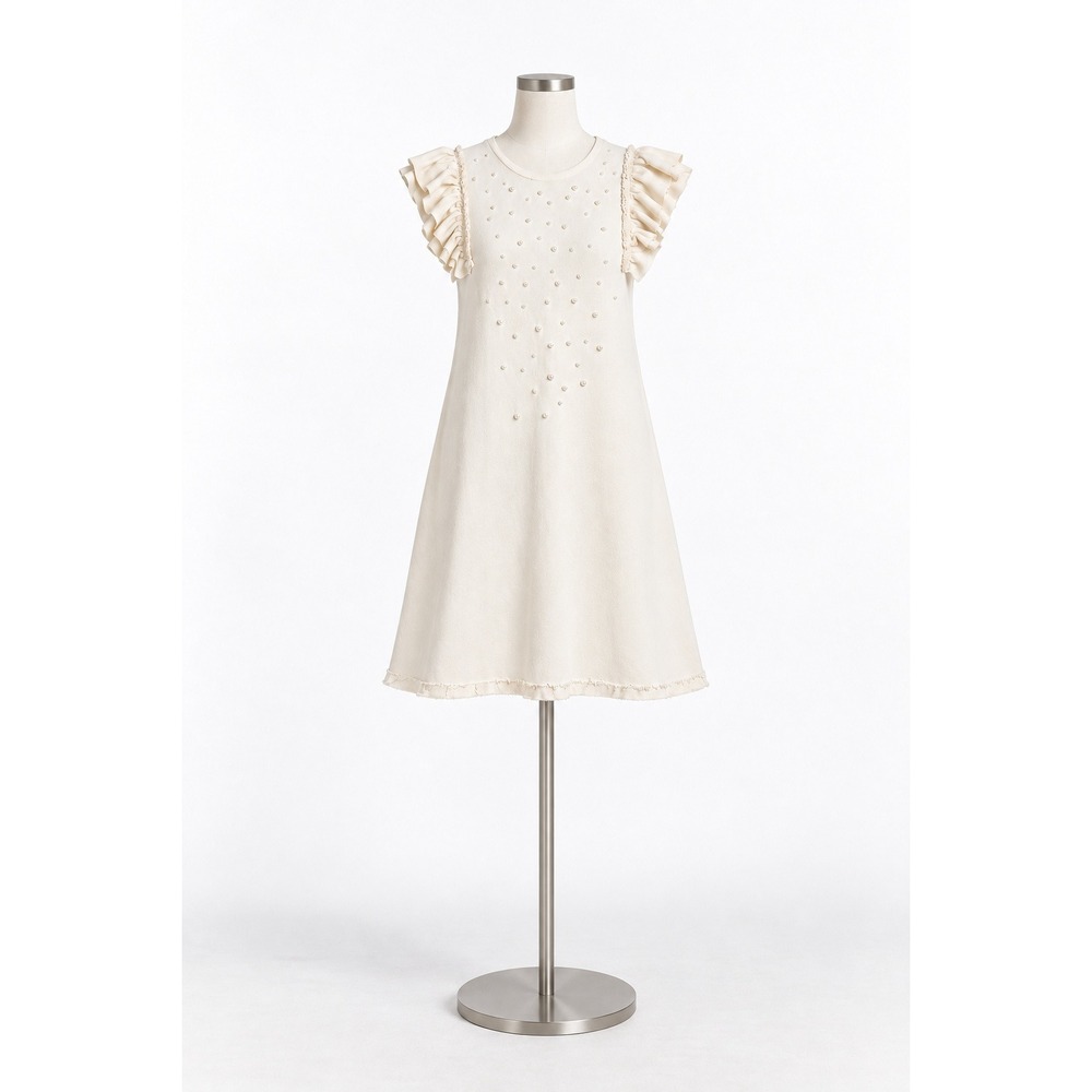 Babydoll Dress Ruffle Short Sleeve Butter Yellow Feminine Medium Pearls A Line